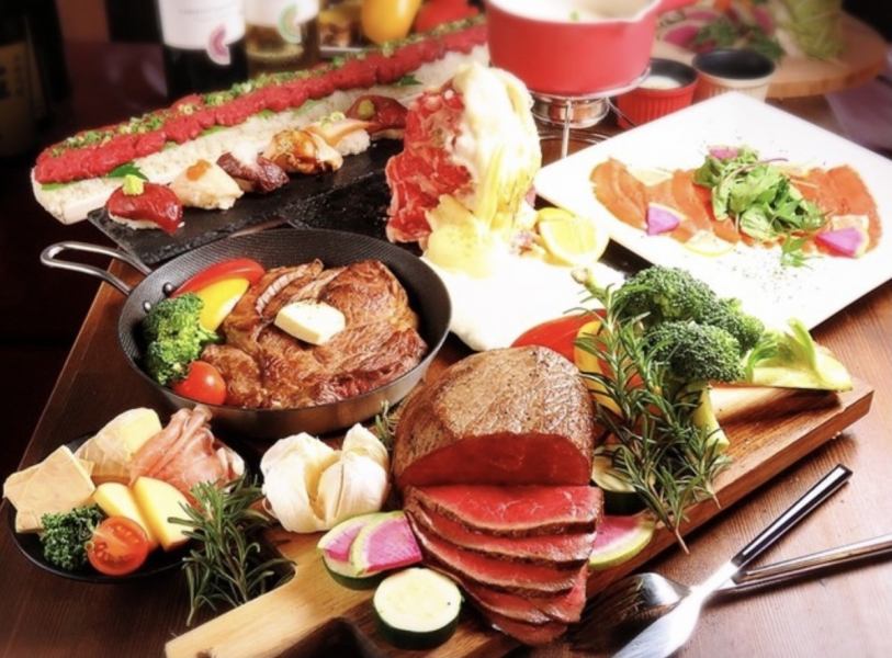 [Selected beef x All-you-can-eat and drink] 110 types of "luxury meat sushi + meat bar Cheese MENU" All-you-can-eat and drink plan 3H 4000 ⇒ 3000 yen