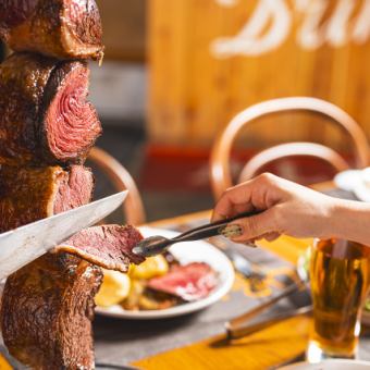 ★休日昼飲みプラン★15種類のシュラスコ食べ放題&アルコール飲み放題120分5665円→4800円！