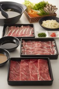 【점심 뷔페】 밤돼지와 쇠고기 샤브 코스