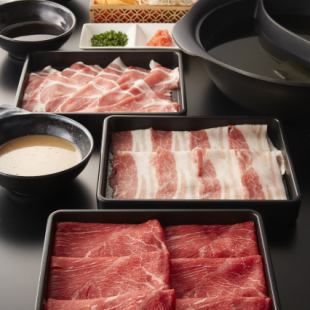 [All-you-can-eat dinner] Chestnut pork and beef shabu course