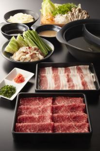 [All-you-can-eat dinner] Chestnut pork and Kiwami beef shabu course