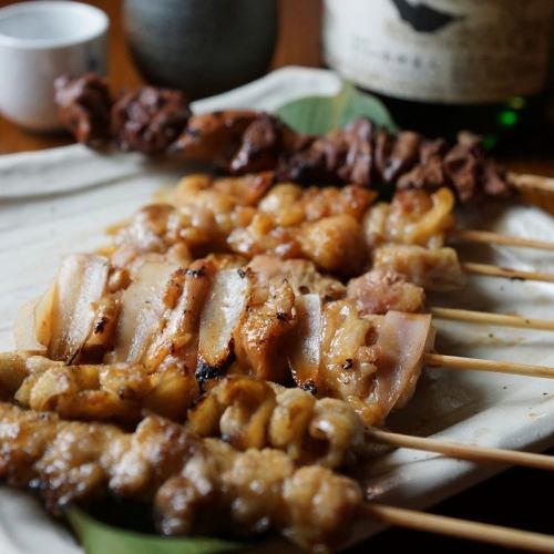 Yakitori skewers are sold for 150 yen each (tax included)