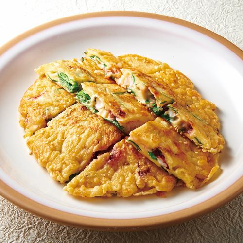 Seafood pancake with plenty of ingredients