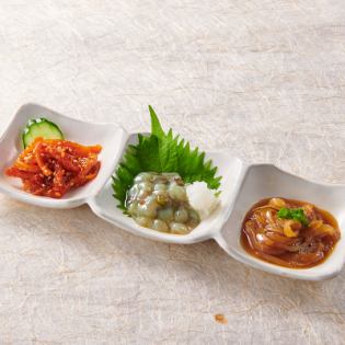 Assortment of three seafood delicacies