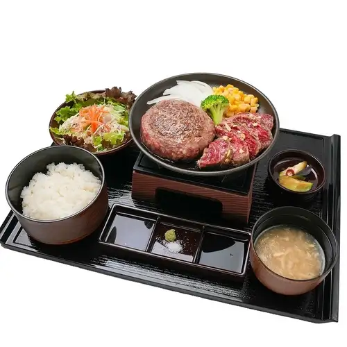 とろけるハンバーグとステーキコンボ御膳