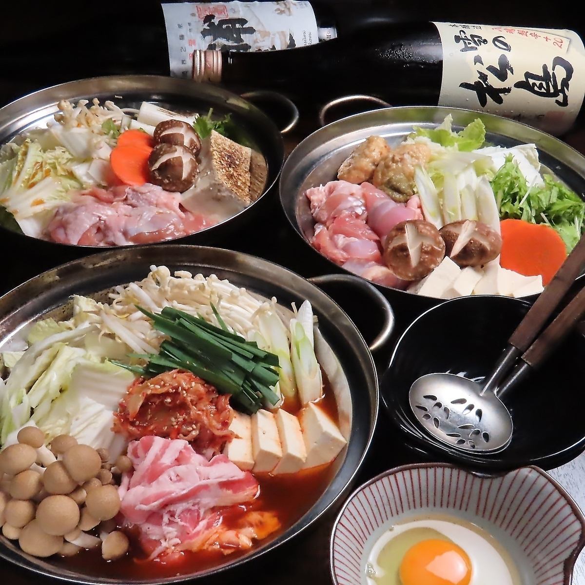 キムチチゲ鍋や鶏すき鍋、水炊きから選べる鍋コース3500円♪