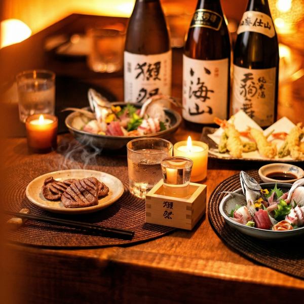 少人数でも気軽に利用できる落ち着いた席をご用意しています。仕事帰りの一杯や友人との食事、ゆっくり話したい飲み会にもぴったりの空間です。周りを気にせず会話を楽しめるため、デートやちょっとした集まりにもおすすめ。牛タンや海鮮料理を味わいながら、ゆったりとした時間をお過ごしいただけます。