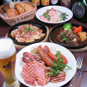 畅饮德国 6,000 日元无限畅饮 2 种德国桶装生啤酒、啤酒鸡尾酒和葡萄酒