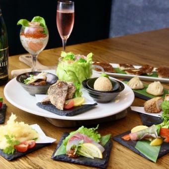 【ホットペッパー限定 月～木】選べる餃子や焼鳥、揚げ物まで全7品、120分飲み放題付きて3500円