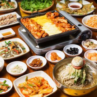 【2H 음료 무제한 4270 엔】 【태칼비 + 삼겹살 + 냉면 코스】