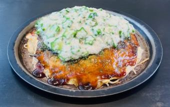 Yam and okra okonomiyaki