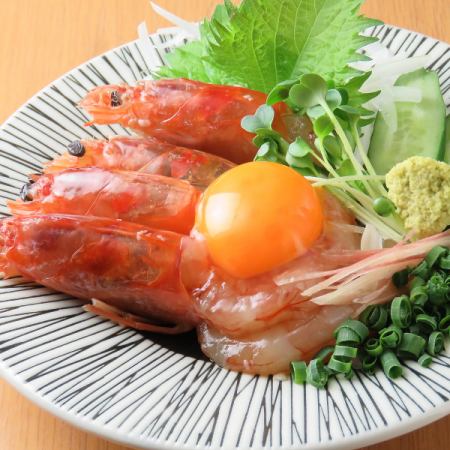 咸米曲子腌制红虾生鱼片