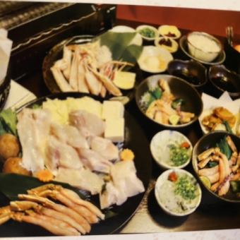 ≪河豚與螃蟹的豪華組合，同時烤≫ 江西套餐 11,000日圓（含稅）