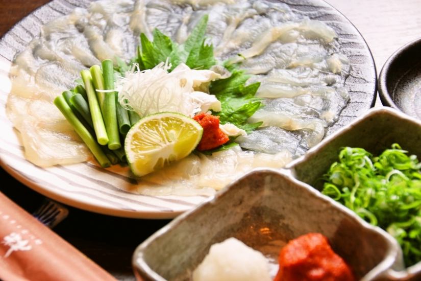 Experienced store manager hospitality with variety of Fugu cuisine including course.