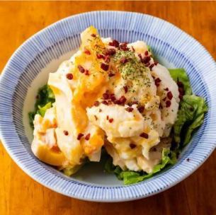 Potato salad with soft-boiled seasoned egg