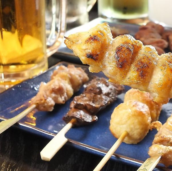 【こだわりの焼き鳥!!奥州の銘柄鶏『いわい鶏』を使用♪80円～150円】仙台駅すぐ！単品飲み放題も