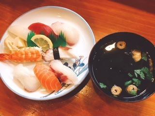 One serving of nigiri (with soup)