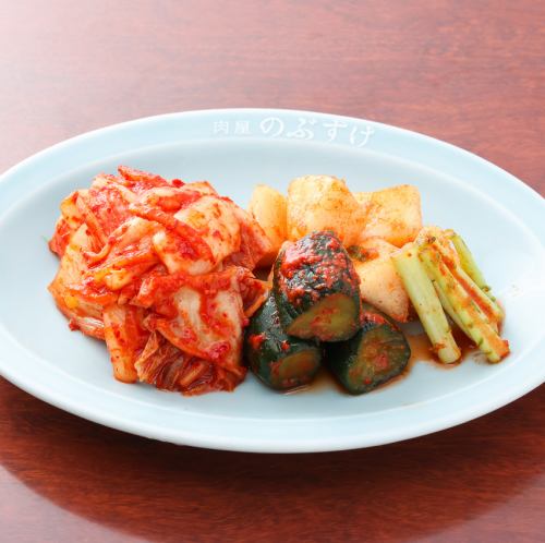 Three kinds of kimchi served
