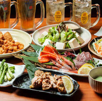 <<彩>>3H生ビール含む飲み放題付き全8品コース 4,980円(税込)