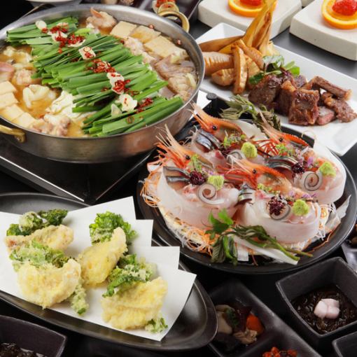 [Includes sashimi and hot pot] 6,000 yen Hakata course (90 minutes all-you-can-drink included)