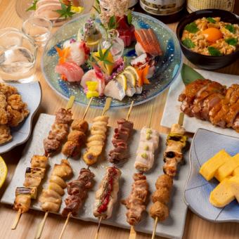 名古屋コーチン鶏すき鍋やお造りなど【6000コース】7品+2H飲み放題付!歓迎会、送別会