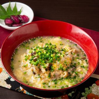 鶏とキノコの卵雑炊