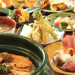 【特色☆土鍋飯】7道菜+2小時無限暢飲7,000日圓⇒6,800日元