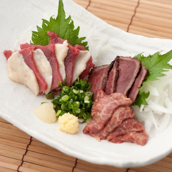 Special selection of horse meat sashimi