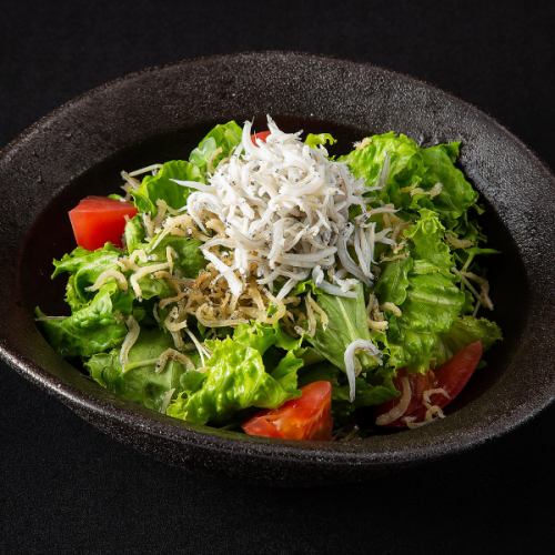 솥 튀김과 녹색 잎의 청자 소 샐러드