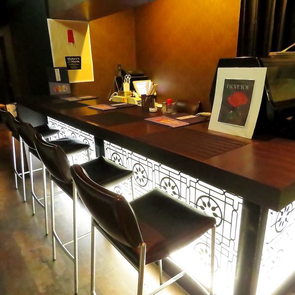There are a total of 7 stylish counter seats.We welcome the use of one person, so please feel free to drop by after work or after a walk ♪