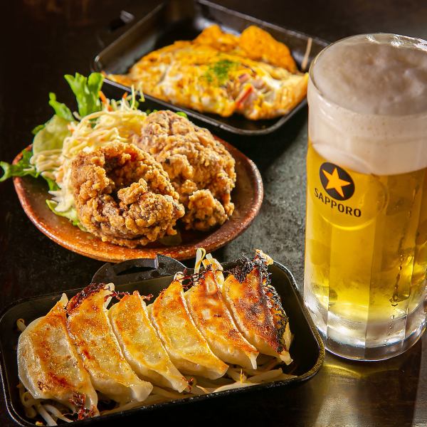 Big! Delicious! Cheap! A great set with delicious beer and fried food ♪