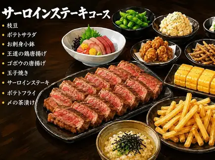 【含2.5小时畅饮】肉食爱好者的必选!西冷牛排宴套餐,包含9道菜,仅需4500日元