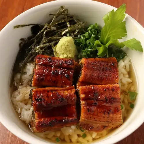 鰻と三つ葉の山葵出汁茶漬け
