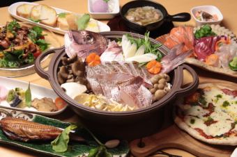 [Luxurious Red Sea Bream Hot Pot Course] 10 dishes, 8,500 yen (tax included), 120 minutes all-you-can-drink included (last order 30 minutes)