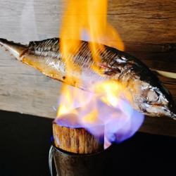 Grilled whole fatty mackerel