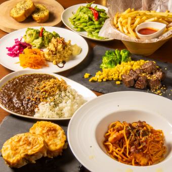 【質より量！コース】日～水限定☆4名～料理8品120分飲み放題で5000円(税込)！日替わりLiveも♪