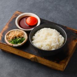Fresh egg on rice