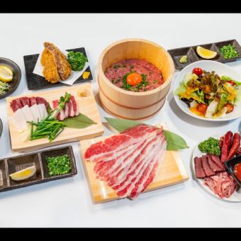 [You won't find this anywhere else!] 10 horse meat dishes including horse sashimi delivered directly from Kumamoto + all-you-can-drink with draft beer (last order 90 minutes)