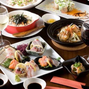 [Our recommendation] 2 hours of all-you-can-drink included! A course where you can enjoy both fresh sashimi delivered directly from Nagahama market and horse sashimi delivered directly from Kumamoto