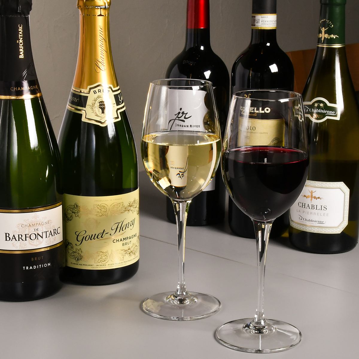 We have a wide variety of wines and champagnes available!