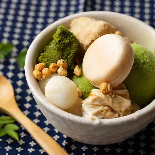 Matcha and kinako warabi mochi