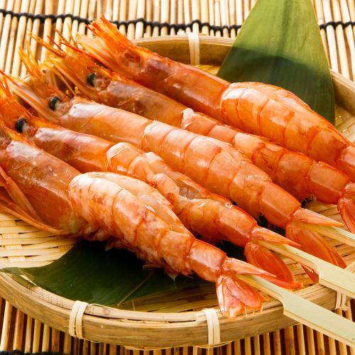 Grilled red shrimp skewers