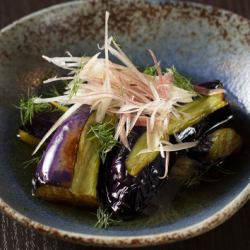 長茄子と茗荷お浸し