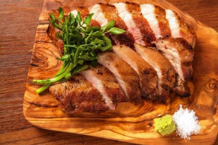 Grilled thick-sliced pork loin