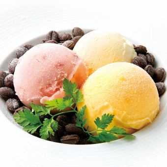 3 kinds of ice cream