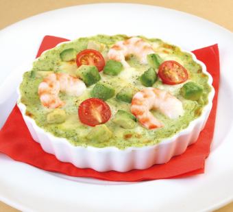 海老とアボカドのバジルクリームドリア
