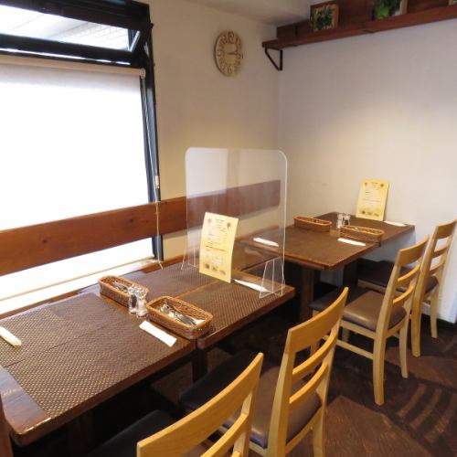 It has a calm and cozy atmosphere.There are 2 tables for 4 people and 1 table for 8 people.