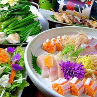 【豪华套餐】8种生鱼片和虾辣椒等10道菜，2小时无限畅饮5,000日元（含税）