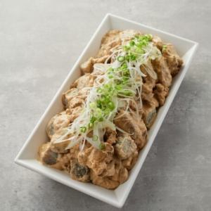 [Liver and konjac with mustard mayonnaise (COLD)]