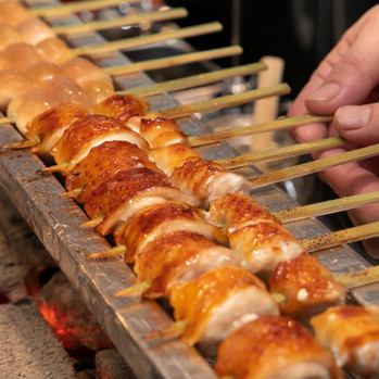 Specialty yakitori grilled on binchotan charcoal